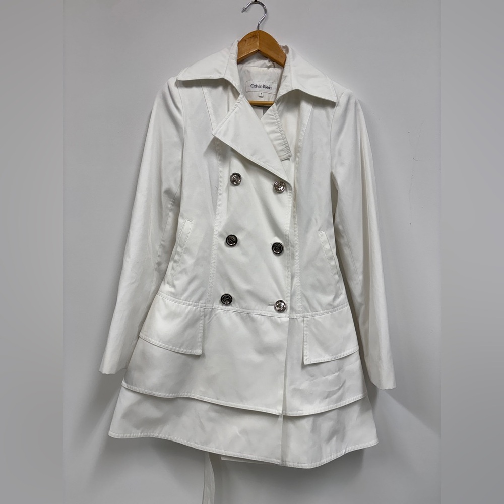 Vintage Calvin Klein Double-Breasted White Trench Coat